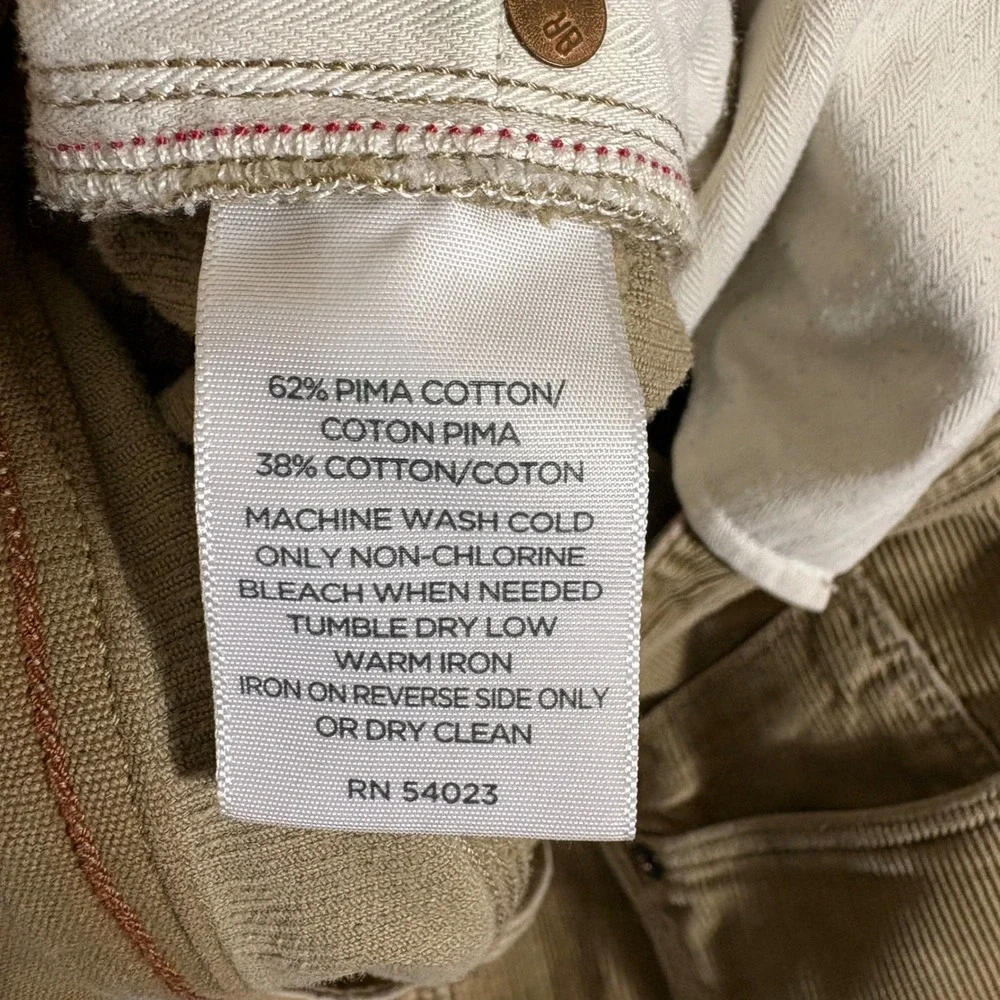 Banana Republic Mens Straight Fit Corduroy Pants Tan Khaki 36x32 Pima Cotton